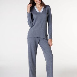 Pigiama Scollo a V-in interlock garzato internamente -Lovable