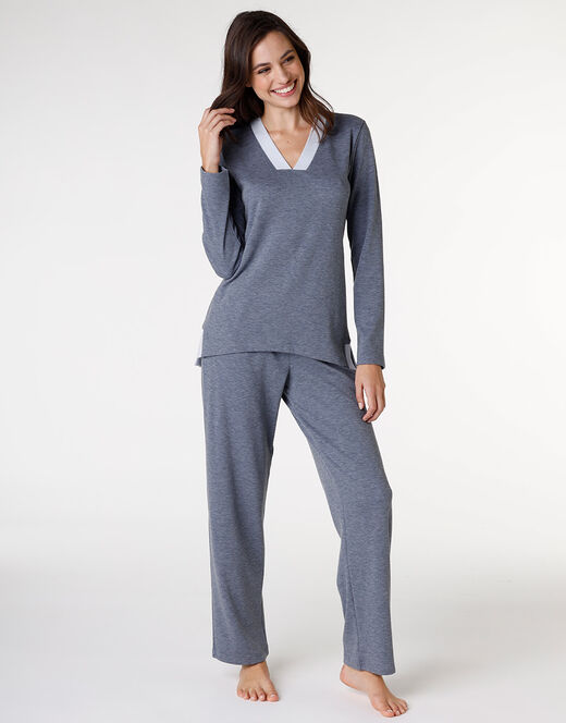 Pigiama Scollo a V-in interlock garzato internamente -Lovable