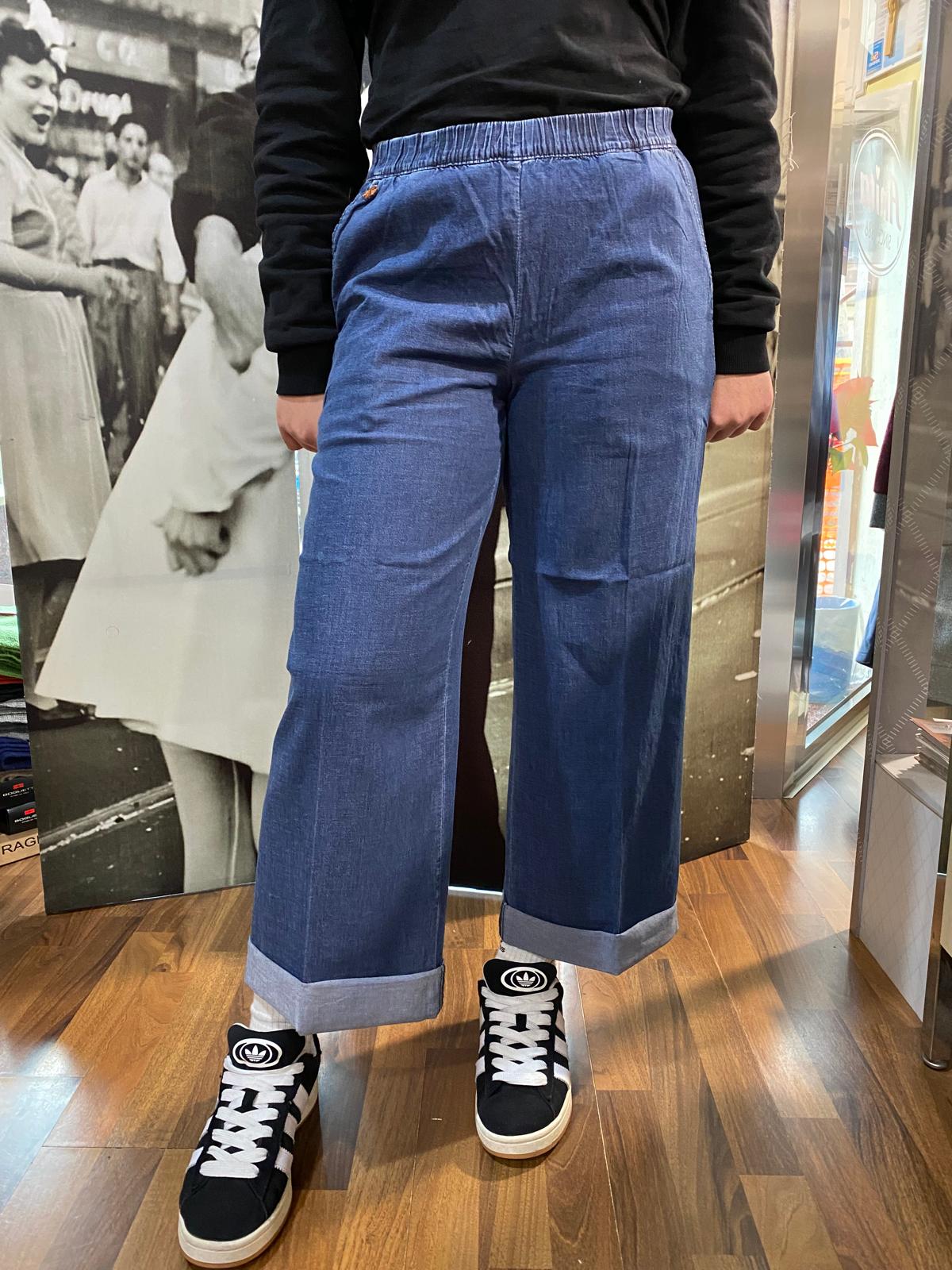 JEANS CROPPED WIDE CON TASCHE-RAGNO