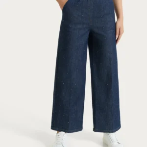 JEANS AMPIO ALLA CAVIGLIA CON STRASS-RAGNO(42/52)